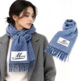 マルニ MARNI マフラー メンズ レディース SCMC0141Y0 UAW056 CHB50 IRIS BLUE ブルー ウール ストール チェック プリンスオブウェールズ フリンジ ロゴ 防寒 ユニセックス