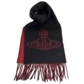 ヴィヴィアンウエストウッド マフラー Vivienne Westwood 81030006 W01MK N401 Double Face Scarf BLACK RED ブラック リバーシブル ビッグオーブロゴ