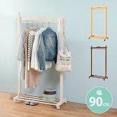 収納家具 ラック ハンガー キャスター付き 木製 ラバーウッド 幅90cm 奥行40cm 高さ154cm 棚付き コートハンガー 移動 衣類収納 洋服掛け 北欧 シンプル おしゃれハンガー