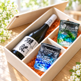 卒業 退職 名入れ ペアギフト SXX 酒セット 獺祭 磨き三割九分 純米大吟醸 720ml & 琉球ガラス 元祖 美ら海 ロックタンブラー 2点 木箱入り / プレゼント ギフト 夫婦 結婚 金婚式 銀婚式 退職 記念 誕生日 長寿 祝い ロックグラス