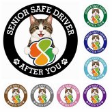 カーサイン 高齢者マーク SENIOR SAFE DRIVER キジ白 ステッカー シール 直径13cm 肉球 日本製 車