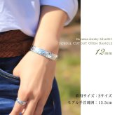 ハワイアンジュエリー バングル ハワイアンジュエリー ブレスレット ペアバングル 幅12mm＆15mm 刻印 無料 サイズが選べる オープンバングル ペア 2本セット カットアウト スクロール シルバー925 太め カップル 夫婦 プレゼント ハロウィン 【品番：B5003-12-15P】