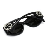 グッチ GUCCI サングラス グローバルフィット アイウェア UVカット フォックス キャットアイ GG1691S-001 メンズ レディース ユニセックス ブラック+グレー 国内正規品