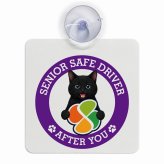 カーサイン 高齢者マーク SENIOR SAFE DRIVER 黒 車内用 吸盤タイプ 収れん火災防止タイプ 肉球 日本製 車 ステッカー