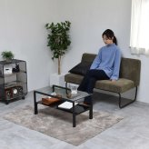 ガラスセンターテーブル Arca ONTB0293 ローテーブル ガラステーブル 強化ガラス 不透明 棚板 ディスプレイ ブラック ホワイト 幅75cm 高さ37.5cm アジャスター シンプル モダン 1人暮らし 1人 2人 マンション リビング 新生活