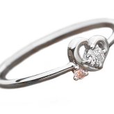 ダイヤモンド リング プラチナ Pt950 合計0.06ct 10号 ハートモチーフ ピンクダイヤモンド 指輪 レディース アクセサリー ジュエリー 鑑別カード付き 贈り物 ギフト