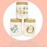 もふさんど モフサンド mofusand ステンレス スープポット 400ml 53-2156 53-2157 53-2158 スープジャー サメにゃん うさにゃん ホットケーキにゃん お弁当 保温 保冷 木目蓋 真空二重構造 コンパクト かわいい ランチ 通勤 通学 サメにゃん