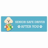 カーサイン 高齢者マーク SENIOR SAFE DRIVER プードル ステッカー シール 長方形 20x6.7cm 肉球 日本製 車