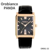 オロビアンコ　腕時計　パンダ　OROBIANCO PANDA　メンズ　OR001-33　スクエア　レクタンギュラー　四角　本革ベルト　5気圧防水　カレンダー　ブランド時計　ビジネス　スーツ　カジュアル　ギフト プレゼント　父の日　入学　就職祝い