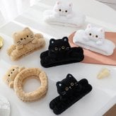 ヘアバンド 猫付き 洗顔  ターバン 吸水 ふわふわ かわいい  ヘアーバンド タオル地 風呂 汗止め タオル お風呂上り バスグッズ 化粧 おしゃれ 髪用 吸水ヘアバンド ヘアドライ 速乾 大人 プレゼント ギフト マスコット ぬいぐるみ