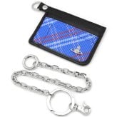 ヴィヴィアンウエストウッド ICカードケース チェーン付き 薄型 メンズ 男性用 カードホルダー カード入れ Vivienne Westwood ヴィヴィアン チェック ブルー VW4301 (5403000RU-C00A8-K204) 【2026年秋冬モデル】 【ラッピング無料 誕生日 お祝い プレゼント ギフト 贈り物】