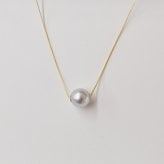 ［pearl355］9mm - 9.5mm 1粒 ネックレス シリコン式 スルーネックレス ナチュラルカラー あこや真珠 天草 熊本 日本産