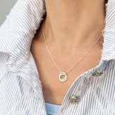 英国製 ハンドメイド ダブルリング シルバーネックレス レディース スターリングシルバー 上品 シンプル 誕生日 記念日 ギフト