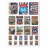 ルート66 詰め合せ アメリカン アメリカ雑貨 看板 サインボード シール ステッカー A4サイズ まとめて 詰め合わせ ビンテージ アメ雑 サインプレート