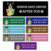 カーサイン 高齢者マーク SENIOR SAFE DRIVER ボストンテリア ステッカー シール 長方形 15x5cm 肉球 日本製 車