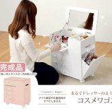 コスメワゴン キャスター付き 大容量 メイクボックス 完成品 鏡付き シンプル 移動式 引き出し 多機能 かわいい 1面 鏡台 付き 省スペース コンパクト 棚 おしゃれ ホワイト 白 ピンク コスメ収納 化粧品収納 キャスター付きワゴン コスメボックス