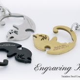 ペア ネコキーホルダーネームプレートキーリング キーホルダー ペア ペアキーリング 2個セット ステンレス 刻印無料 刻印可能 カップル