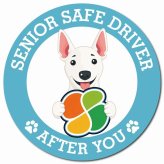 カーサイン 高齢者マーク SENIOR SAFE DRIVER ミニチュアブルテリア マグネット 強力 直径13cm 肉球 日本製 車 ステッカー
