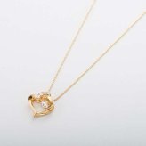 ネックレス レディース ダイヤモンド 0.1ct K18 イエローゴールド ダンシングストーン 揺れるダイヤ ハート モチーフ ペンダント 鑑別書付き 天然石 18金 ジュエリー アクセサリー