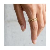 【サイズ展開5～19号】【送料無料】ハワイアンジュエリー ペアリング ステンレス 透かし カットアウト 指輪 5mm幅 スクロール 波 サージカルステンレス 金属アレルギー対応 イエローゴールド シルバー メンズ レディース カップル 2個セット