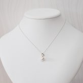 ［pearl585］ 8mm - 8.5mm ホワイトピンク ペンダント ダイヤモンド付 あこや真珠 0.01ct ハート