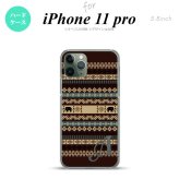 iPhone11Pro iPhone11 Pro スマホケース ハードケース エスニック ゾウ 茶 +アルファベット メンズ レディース nk-i11p-1574i