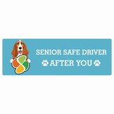 カーサイン 高齢者マーク SENIOR SAFE DRIVER バセットハウンド ステッカー シール 長方形 15x5cm 肉球 日本製 車