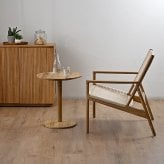 チェア 椅子 ラウンジ 肘付き 1脚 単品 アーム 木製 チーク 無垢材 天然木 ペーパーコード おしゃれ ナチュラル 北欧 和風 インテリア 和モダン 完成品 リビング 家具 ジャパンディ 高級感 アジアン家具
