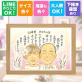 金婚式 贈り物 似顔絵 プレゼント 手描き 名入れ ギフト 金婚式 記念日 結婚記念日 結婚50周年 お祝い お父さん 両親 お母さん 祖父母 家族 夫婦 修正無料 下書き確認 名入れ かわいい サプライズ 喜ばれる 宝物 思い出 50周年 長寿 感謝 バレンタインデー 節目 感動 カラフル 大量注文 メモリアル 引っ越し 卒寿祝い 感激 イラスト メモリアルギフト
