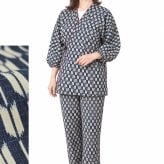 作務衣 楽粋 総柄 日本製 女性 婦人 さむえ 綿100％ 6220 OK-20 レディース 部屋着 作業着 ルームウエア 制服 ユニフォーム 和食店 仕事着 母の日 ギフト 敬老の日 クリスマスギフト プレゼント 和柄 和装