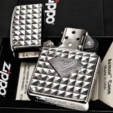 ZIPPO ライター アーマー ミラクルダイアモンド ホワイトニッケル 両面加工 ジッポ Miracle Diamond ダイヤカット 彫刻 シルバー メンズ かっこいい メタル貼り おしゃれ ギフト 重厚 プレゼント