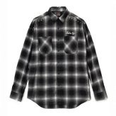 FUBU フブ チェックシャツ メンズ レディース fam-62100 スタッズ オンブレチェック ネルシャツ 長袖 シャツ スナップボタン 刺繍 オーバーサイズ ストリート ヒップホップ ダンス カジュアル M L XL XXL 2026FW Karlas