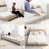 ベッド 寝具 セミダブル ヘッドボード コンセント付き ロー ボンネルマットレス付き ナチュラル ホワイト 北欧風 韓国風 ソファ プレゼント 新築祝 一人暮らし シンプル おしゃれ モダン 寝室 ホテル インテリア家具