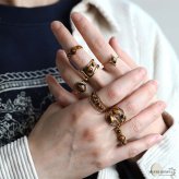 ステンレス タイガーアイリング 7タイプ 18KGP ゴールド gold ボヘミアン 虎目石 オープンリング フリーサイズ レディース 女性 指輪 金属アレルギー対応