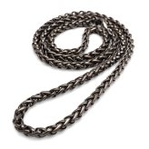 チタン 幅4mm スピガチェーンネックレス シルバー メンズ ウィートチェーン 細身 ボリューム感 編み込み デザイン アクセサリー シック 立体感 大人 シンプル カジュアル 首飾り 単品使い 重ね着け 金属アレルギー対応