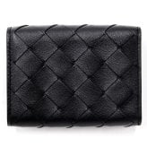 ボッテガヴェネタ BOTTEGA VENETA 三つ折り財布 イントレチャート メンズ レディース ブラック 黒 ミニ財布 小銭入れ付き カード入れ6つ ラムレザー 本革 スナップボタン 609285 V3UH1 8803
