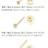 【お試し送料無料】18金 ピアス つけっぱなし 極小 キュービック ジルコニア セカンドピアス 軸太 0.65×10mm 金属アレルギー 18K 14K 14金 日本製 地金 レディース 片耳 プレゼント