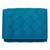 ボッテガヴェネタ BOTTEGA VENETA 三つ折り財布 イントレチャート ブループリント ブルー 青 メンズ レディース ミニ財布 小銭入れ付き カード入れ6つ 本革 レザー ゴールド金具 609285 VCPP2 4403