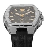 ヴェルサーチェ 腕時計 メンズ ブラック シルバー ゴールド クロノグラフ 44mm VERSACE SPORTY TONNEAU GRECA スポーティ トノー グレカ 黒 レザー 革ベルト スイス製 高級 ブランド プレゼント ギフト 卒業 入学 お祝い