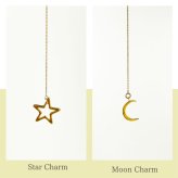 英国製 ハンドメイド 星と月 ゴールドネックレス レディース ラリエット 18Kゴールドプレーティング 上品 誕生日 記念日 ギフト