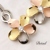 ハワイアンジュエリー ピアス プルメリアピアス 花 10mm ジルコニア シルバー925 ロジウム カラーコーティング フックピアス 金属アレルギー対応 樹脂フック イヤリングにパーツ交換可能 20G ゲージ ハロウィン 【品番：SE63818】