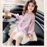 キッズ 花柄刺繍 フリル チュールワンピース 女の子 長袖 ワンピース 子供服 90-140cm