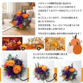 【ハロウィンカラーのアレンジメント】秋限定　ハロウィン 即日発送　レビューを書いて送料無料　生花 アレンジメント 誕生日に 花はおまかせ　ラウンドタイプ 生花 アレンジ　ブーケ プレゼント 父の日 誕生日 結婚祝い 記念日 お見舞 送別 新築祝い 母の日 敬老の日 ウエディング テーブル装花 御祝 出産 ホワイトデー お供え お中元 お歳暮