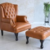 ソファ 座椅子 輸入家具 チェスターフィールド 1人掛け 一人掛け アンティーク コンパクト ー ヴィンテージ レザー 本革調 ブラック 黒色 ダークカラー チェスター ボタン