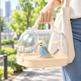 鳥用キャリーケース 小鳥用キャリー インコ 鳥かご バードキャリー お出かけ 通院 移動用 ケージ 給水ボトル付き 通気性 透明 持ち運び 小型鳥 オウム ペットキャリー