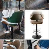 カウンターチェア バーチェア Gracia(グラシア) 幅56×奥行き50×高さ91~112cm 合成皮革 ウレタン 天然木突板貼り合板 スチール 360度回転 グリーン ブラウン ブ knc-j2900【北海道・沖縄・離島以外 】 木製 椅子 新生活