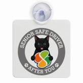 カーサイン 高齢者マーク SENIOR SAFE DRIVER 黒 車内用 吸盤タイプ 収れん火災防止タイプ 肉球 日本製 車 ステッカー