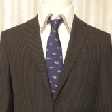 【富士桜工房】楽器・ダークネイビー・富士桜工房・日本製シルクジャカードの和風ネクタイ