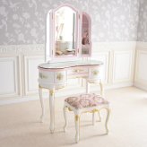 チェア 椅子 ロココ 調 ドレッサー ホワイト おしゃれ 白 姫系 アンティーク調 付き 可愛い ROCOCOアントワネット 新型ドレッサー（スツール付き）(ガラス天板付き） ヨーロピアン 輸入家具 木製 猫脚 新生活