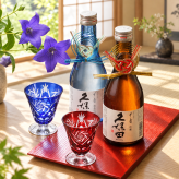 退職 異動 名入れ ペアギフト SXX 酒セット 日本酒 久保田 千寿 純米吟醸・吟醸 300ml & 切子 足付 お猪口 2点 水引飾り付 ギフトBOX入り / プレゼント ギフト 夫婦 結婚 金婚式 銀婚式 退職 記念 誕生日 長寿 祝い 冷酒盃 赤 青 黒 選べるカラー 飲み比べ